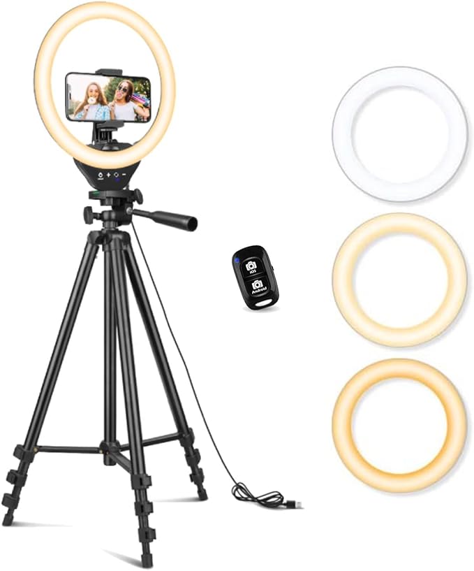 Sensyne 10 Ring Light with Phone Holder for Live Stream/YouTube Video